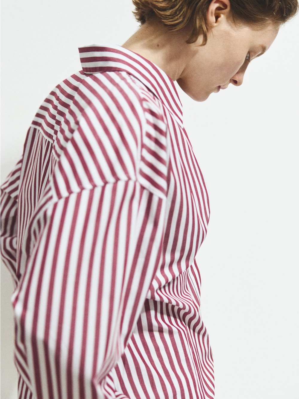 JANE + DELANCEY | Striped Pink and White Collared Women's Top
